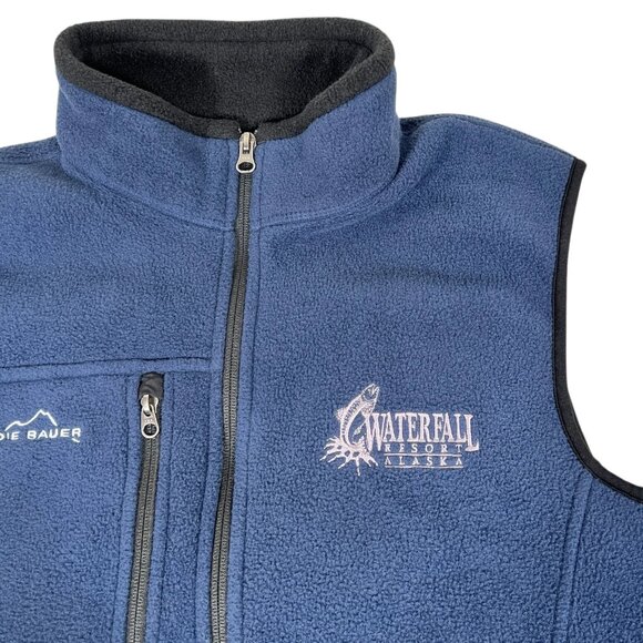 Eddie Bauer Mens Blue Full Zip Waterfall Resort Alaska Fishing Fleece Vest Sz M - Picture 5 of 12